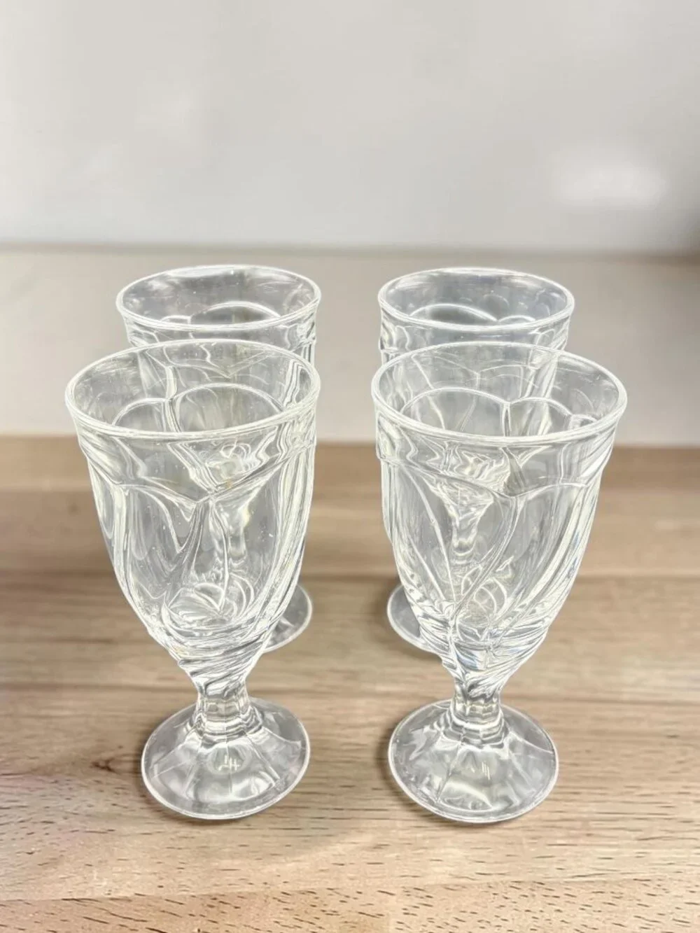 Vintage Noritake Sweet Swirl Clear Water Goblets Set of 4 | 7.5